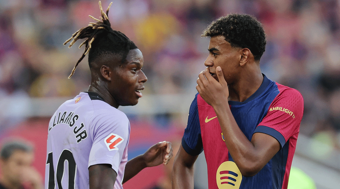 Lamine Yamal y Nico Williams en el partido del FC Barcelona contra el Athletic