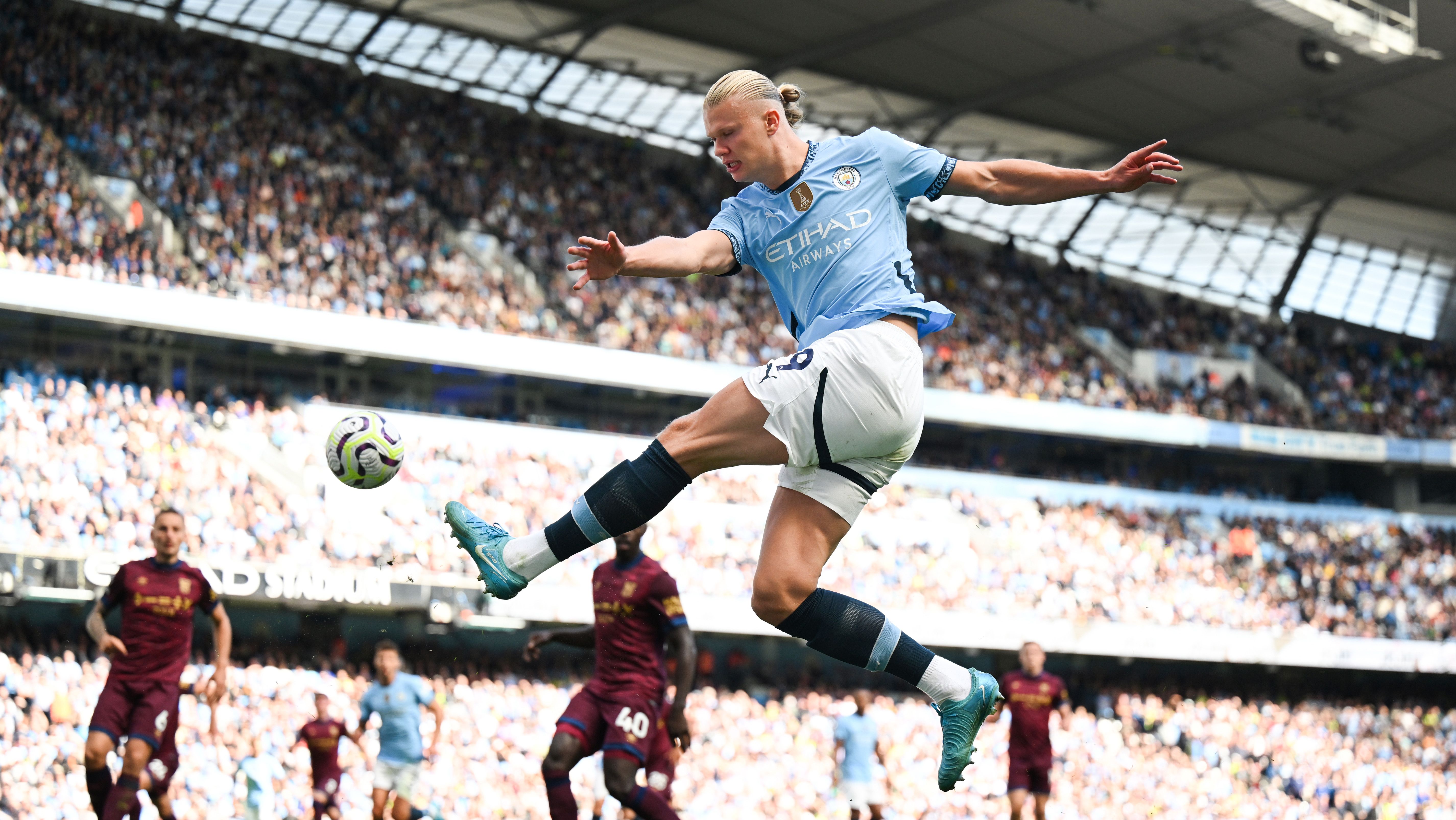 Erling Haaland en el partido entre el Manchester City y el Ipswich Town