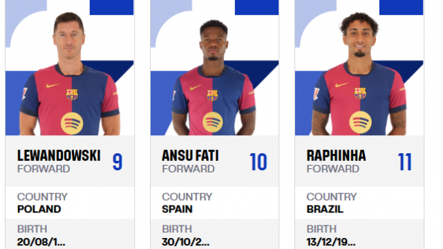 Ansu Fati registered as the number 10 jersey on LaLiga website