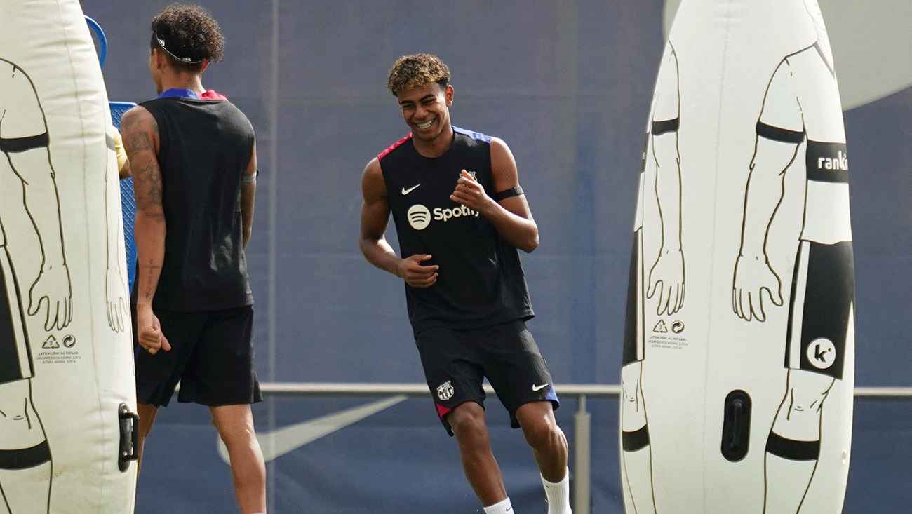 Lamine Yamal en una jornada de entrenamiento