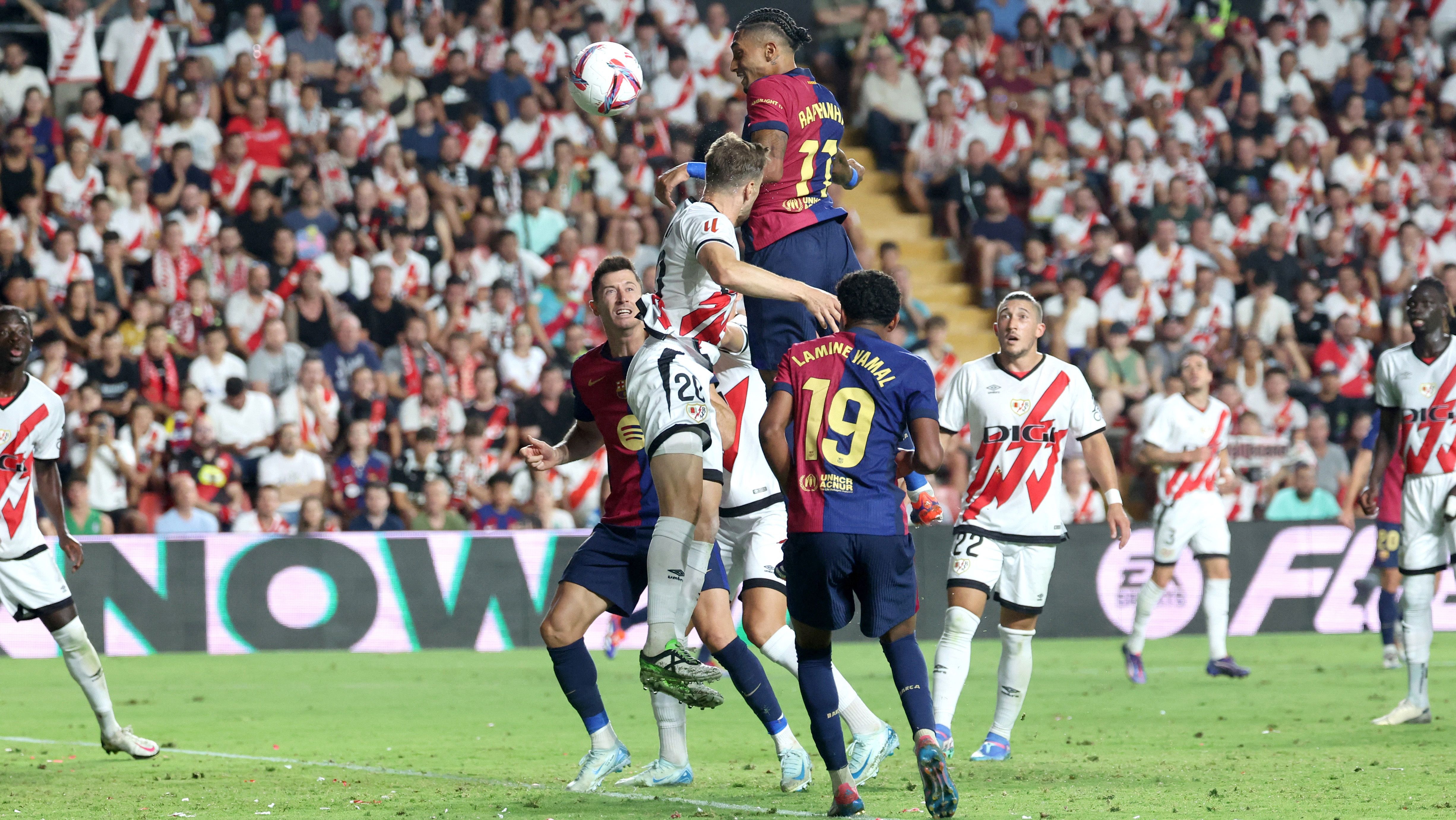 Jugadores del FC Barcelona en el partido ante el Rayo Vallecano