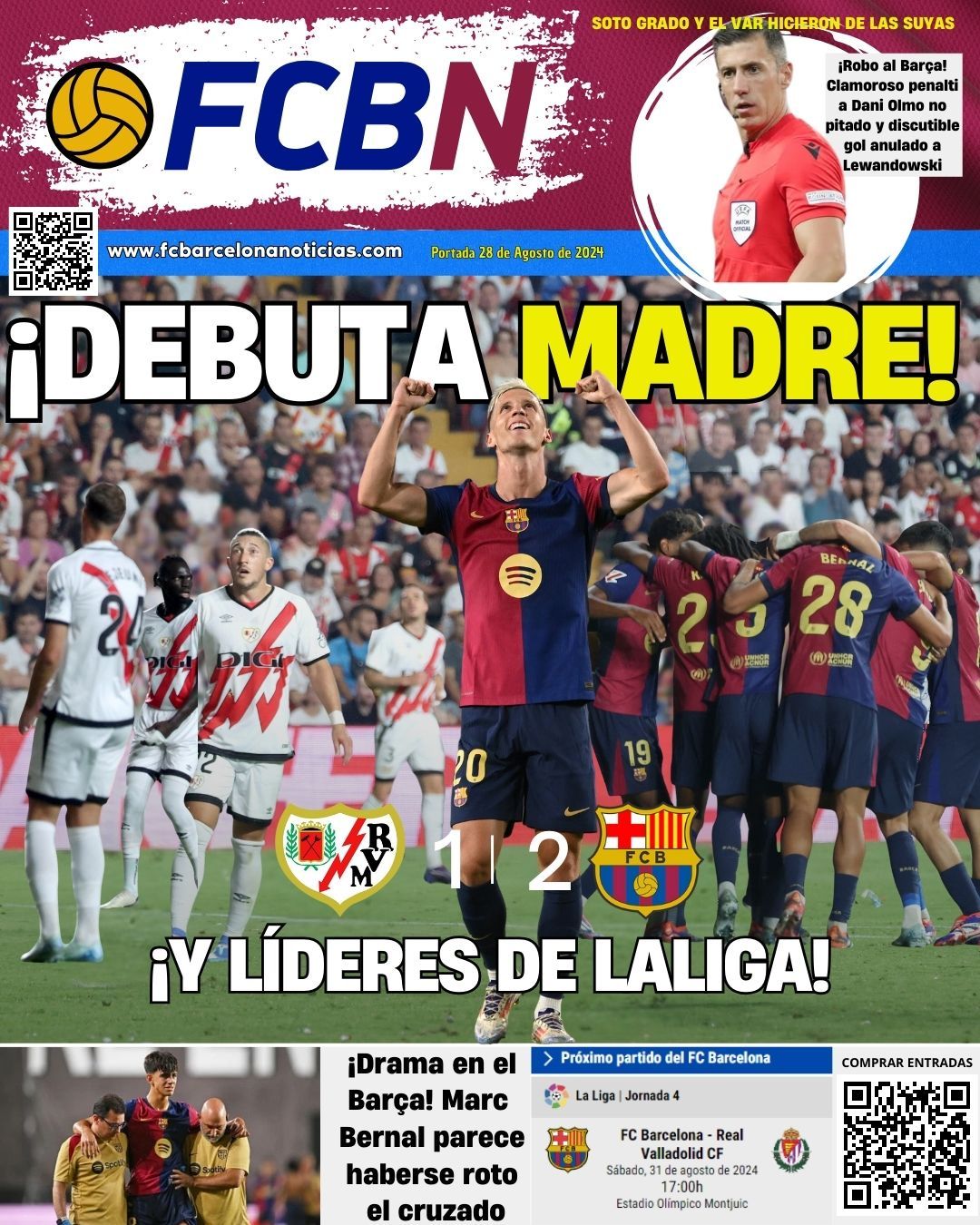 portada fcbn 28 agosto 2024 rayo 1 barcelona 2