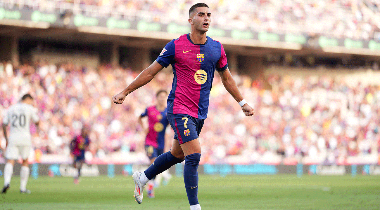 Ferran Torres celebrando su gol en el partido contra el Valladolid