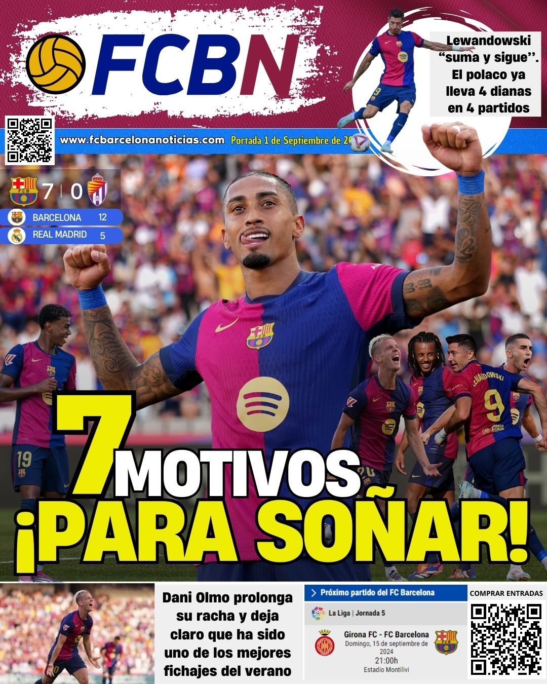 portada fcbn 1 septiembre 2024 barcelona 7 valladolid 0 liga