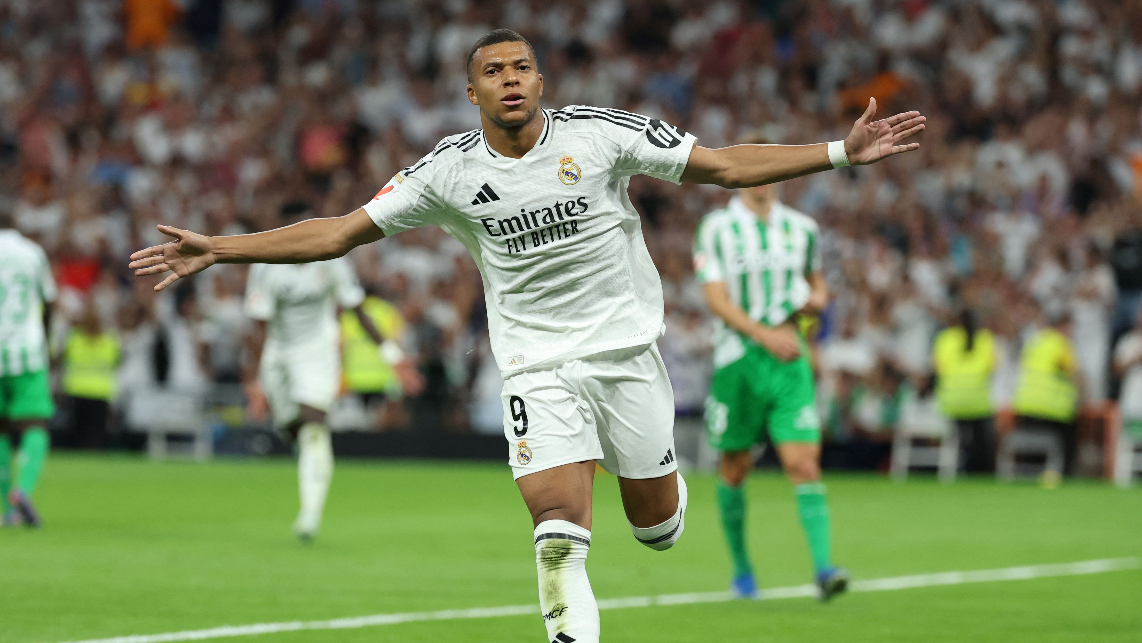 Kylian Mbappé celebrando un gol en el partido entre el Real Madrid y el Betis