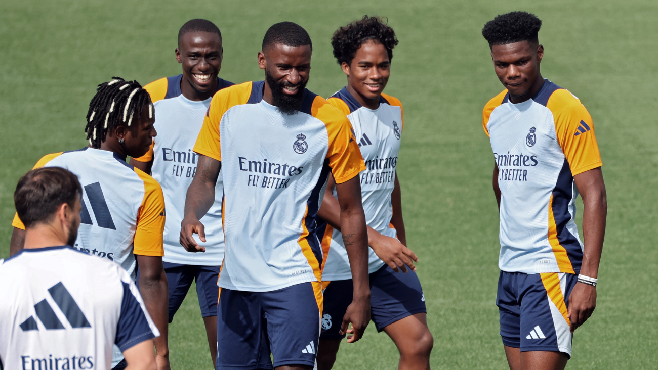 Jugadores del Real Madrid en un entrenamiento