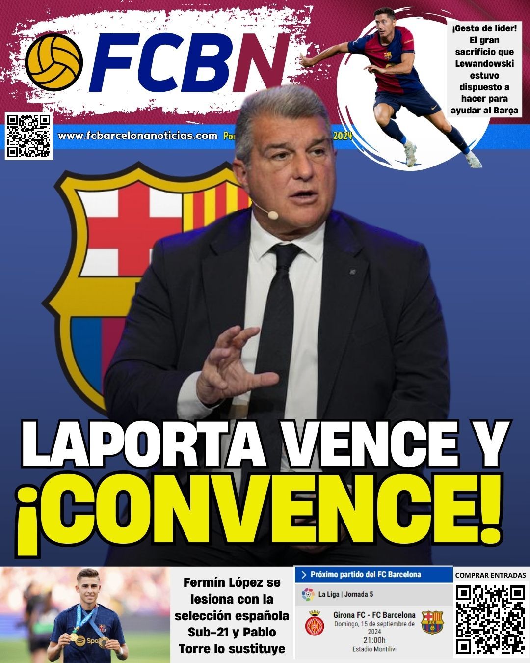 FCBN cover 04/09/2024: LAPORTA WINS AND CONVINCED