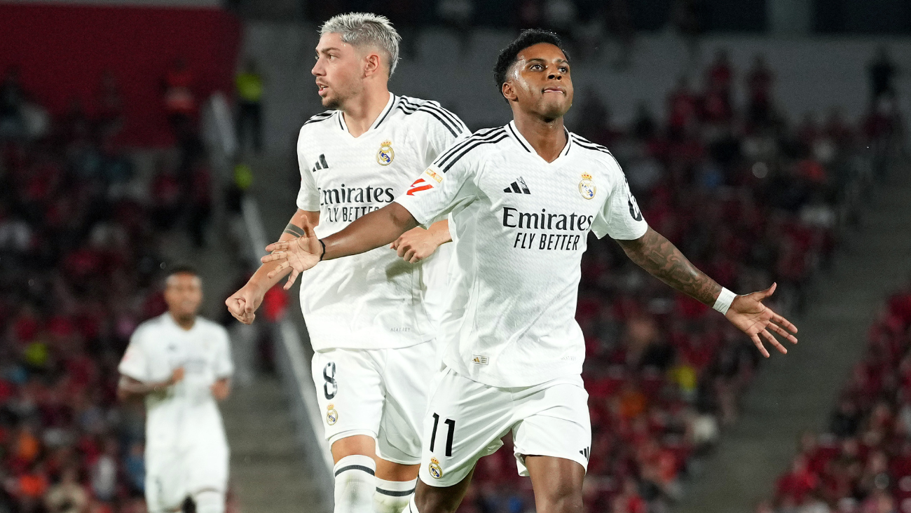 Rodrygo Goes y Fede Valverde en el duelo entre el Real Madrid y el RCD Mallorca en la jornada 1 de LaLiga EA Sports 2024 25