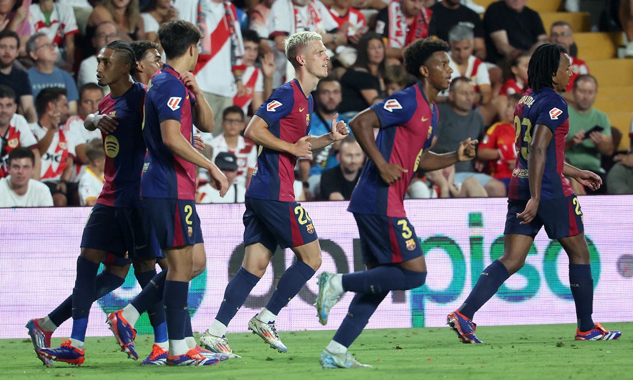 Los jugadores del Barça en el duelo ante el Valladolid