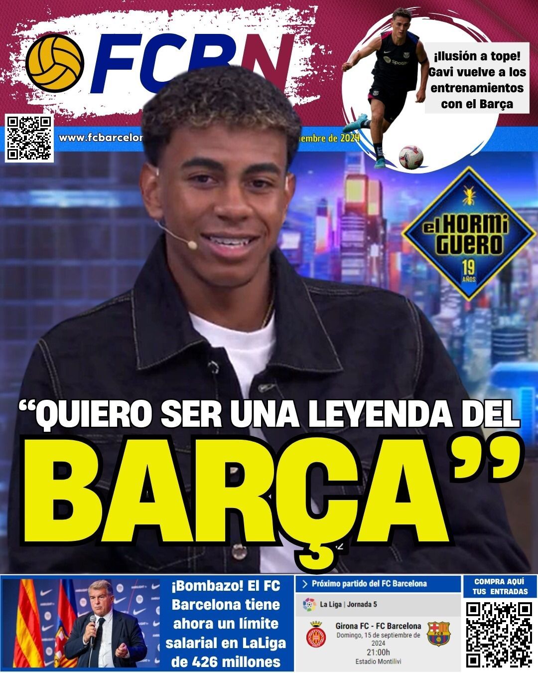 Portada viernes 13 septiembre 2024 Lamine Yamal quiero ser una leyenda del barca