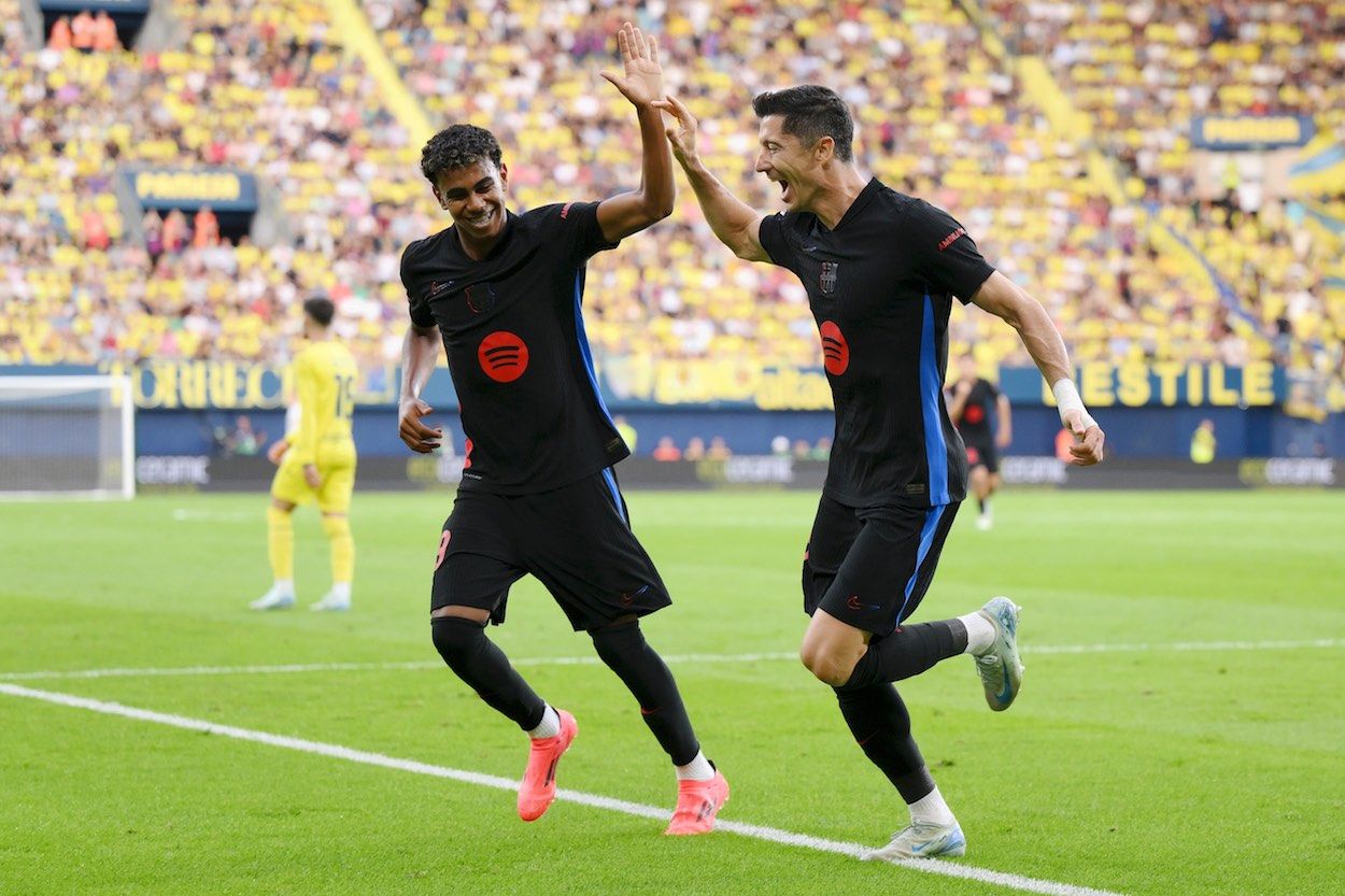 Villarreal vs FC Barcelona gol Lewandowski y Lamine Yamal celebración