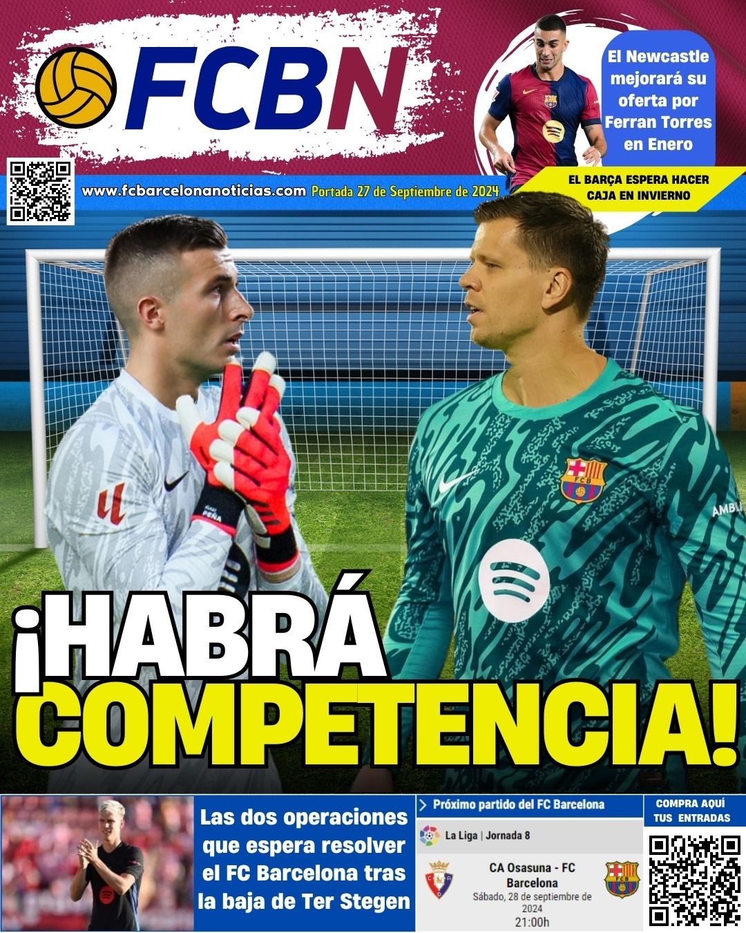 Portada FCBN viernes 27 septiembre 2024 fichaje barcelona