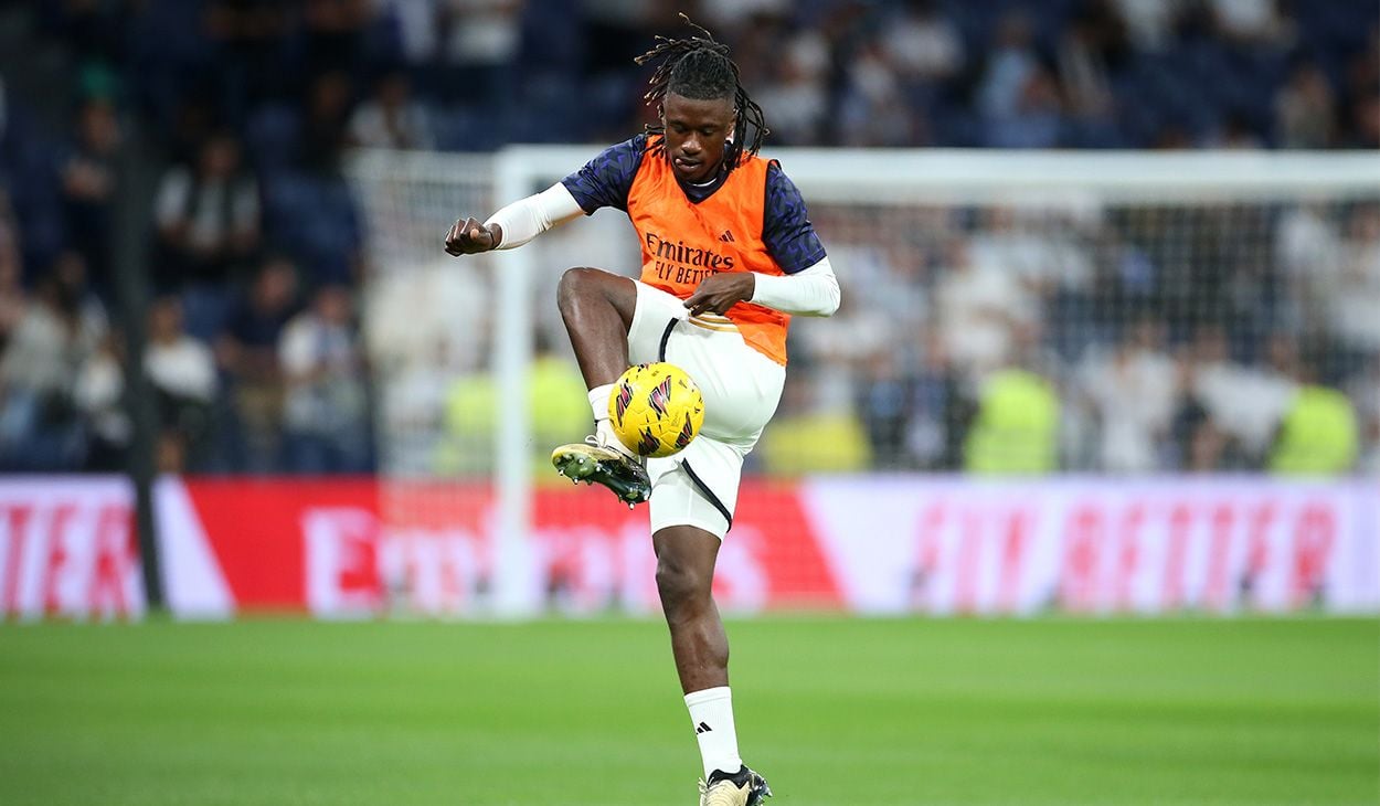 Eduardo Camavinga en la previa de un partido del Real Madrid