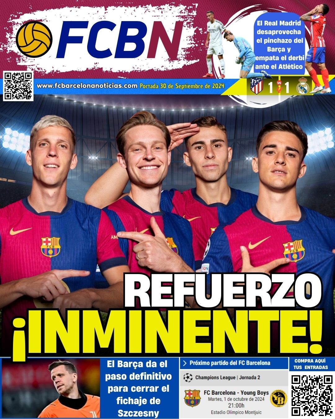 portada fcbn lunes 30 septiembre 2024 refuerzos inminentes barca