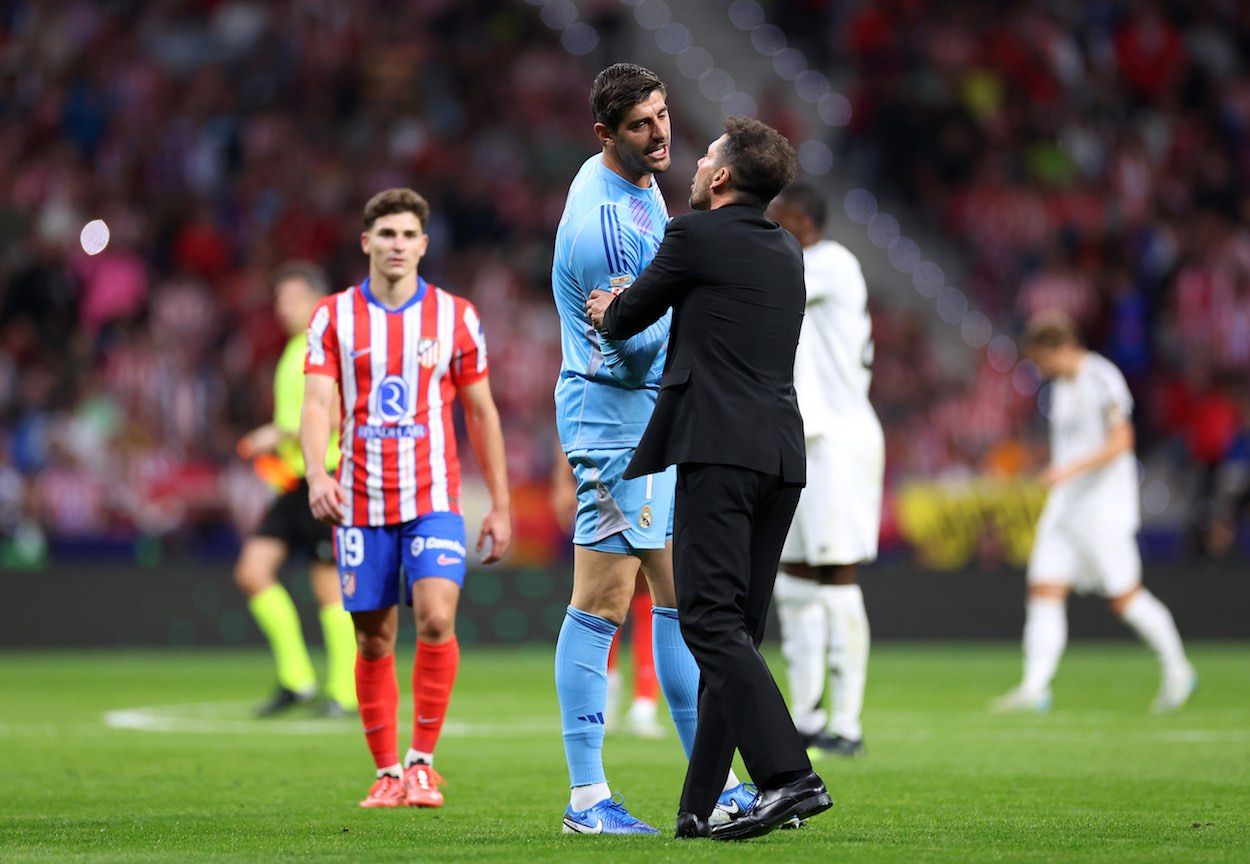 Simeone carga contra Thibaut Courtois por provocar a los hinchas del Atlético