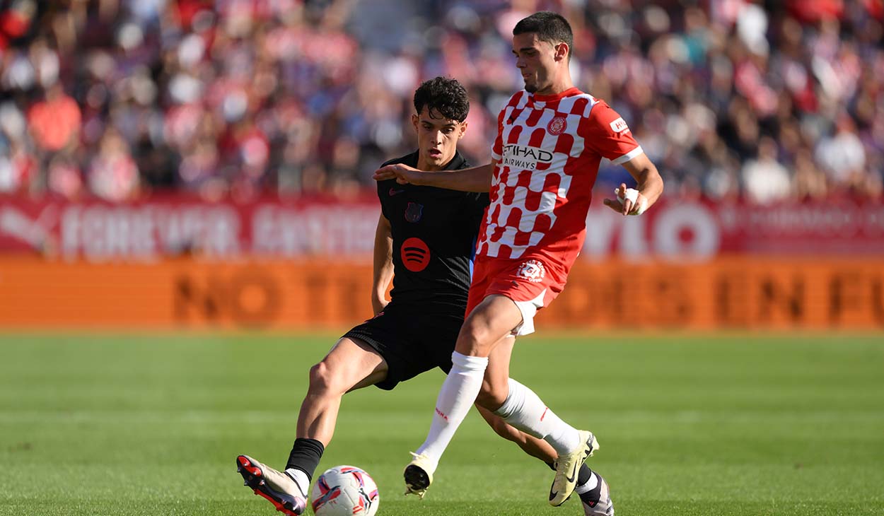 Héctor Fort durante el Girona-Barça (1-4)