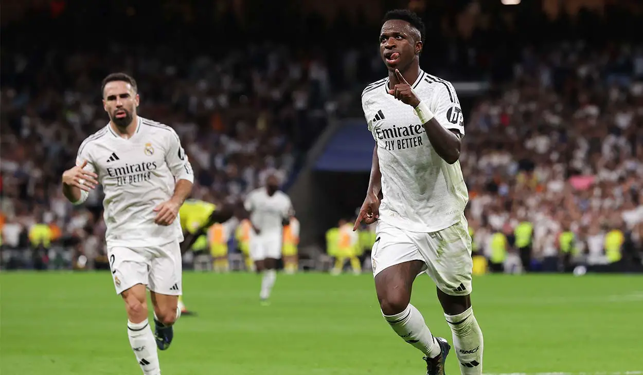 Vinicius Jr. festejando su gol ante el Villarreal (2-0)