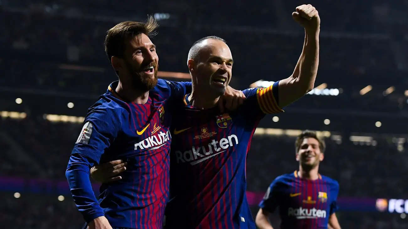 Leo Messi y Andrés Iniesta en la final de la Copa del Rey con el FC Barcelona