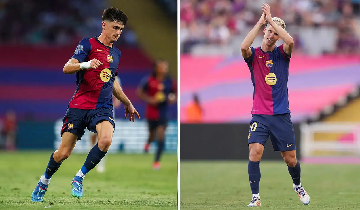 Pau Víctor y Dani Olmo con el Barça