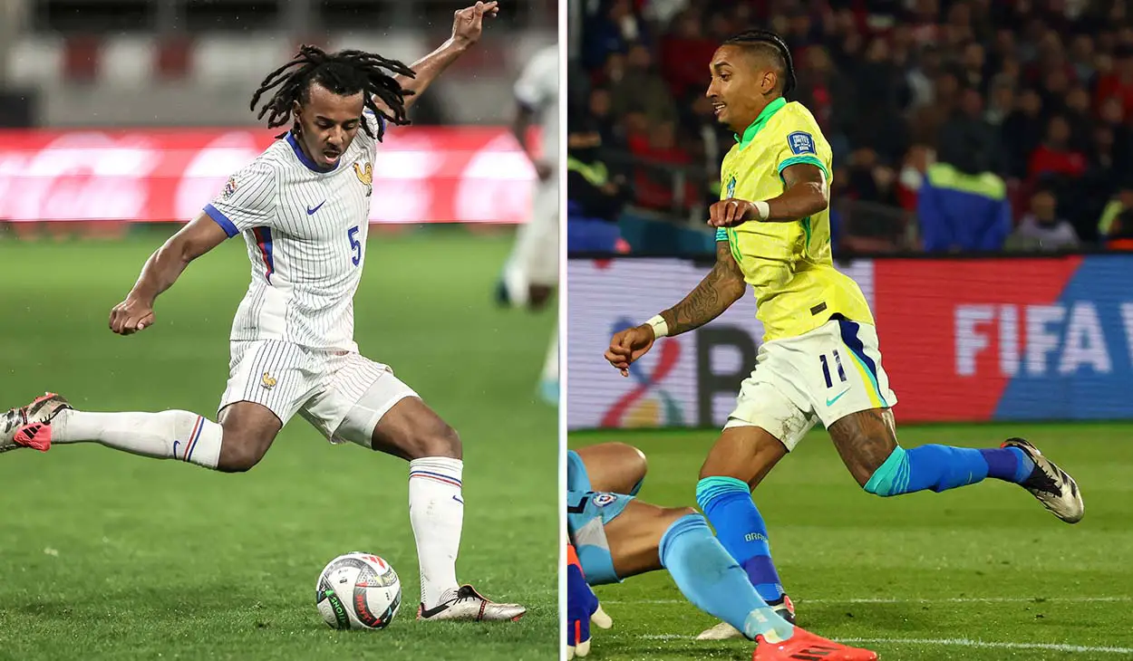 Koundé y Raphinha durante los duelos ante Israel y Chile