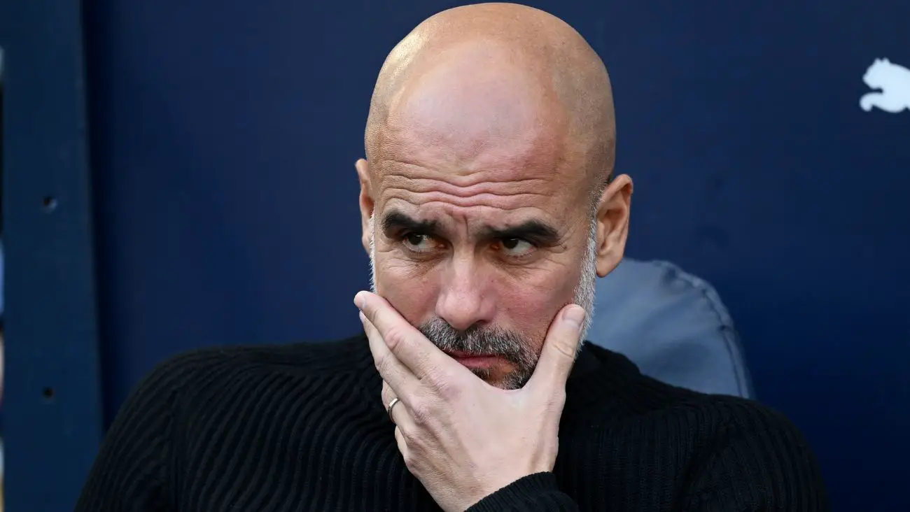 Pep Guardiola en el duelo entre el Manchester City y el Fulham en la Premier League 2024 25