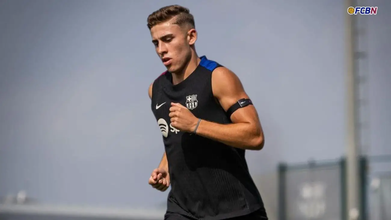 Fermín López en los entrenamientos con el FC Barcelona