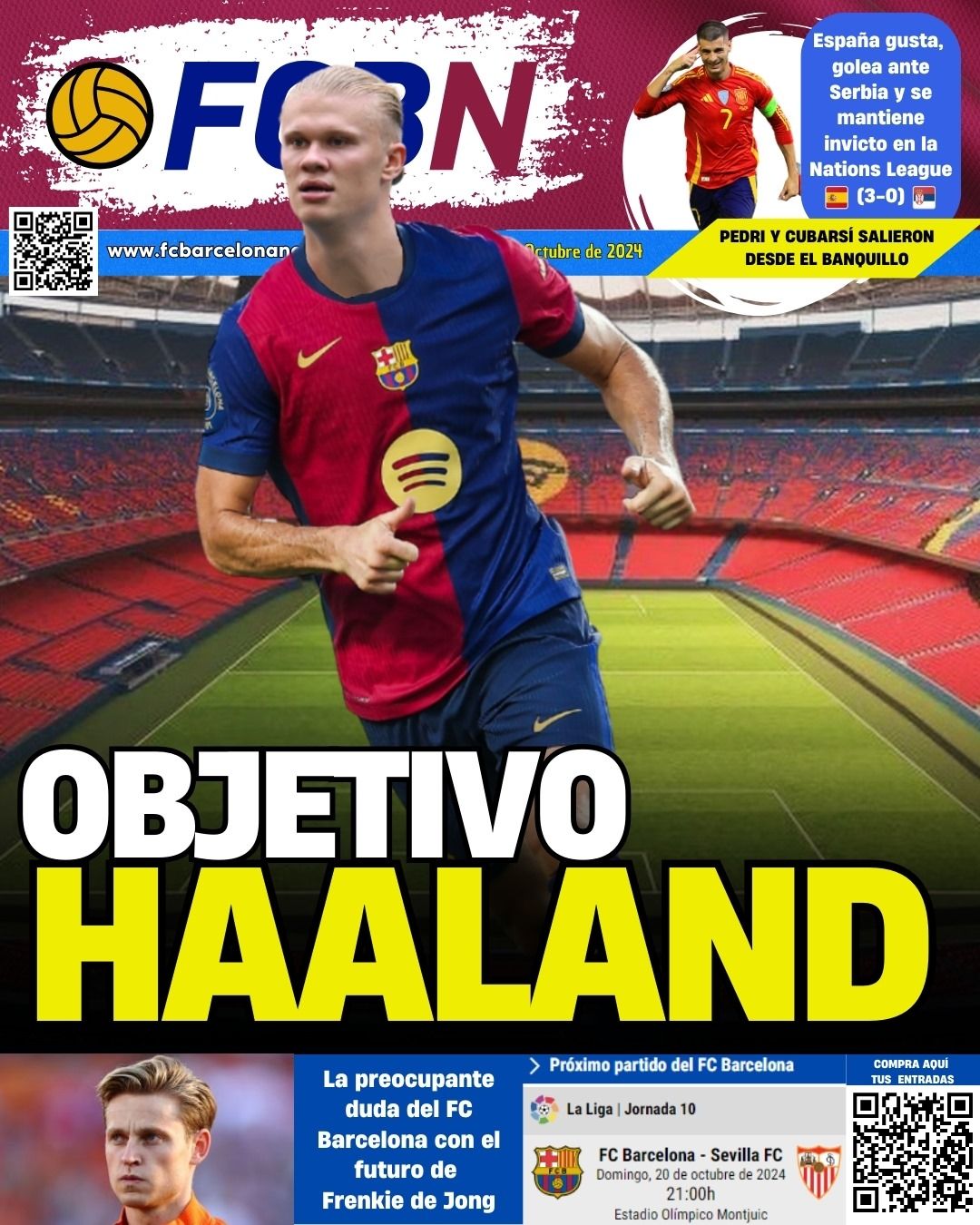 Portada FCBN miércoles 16 octubre 2024 objetivo Haaland