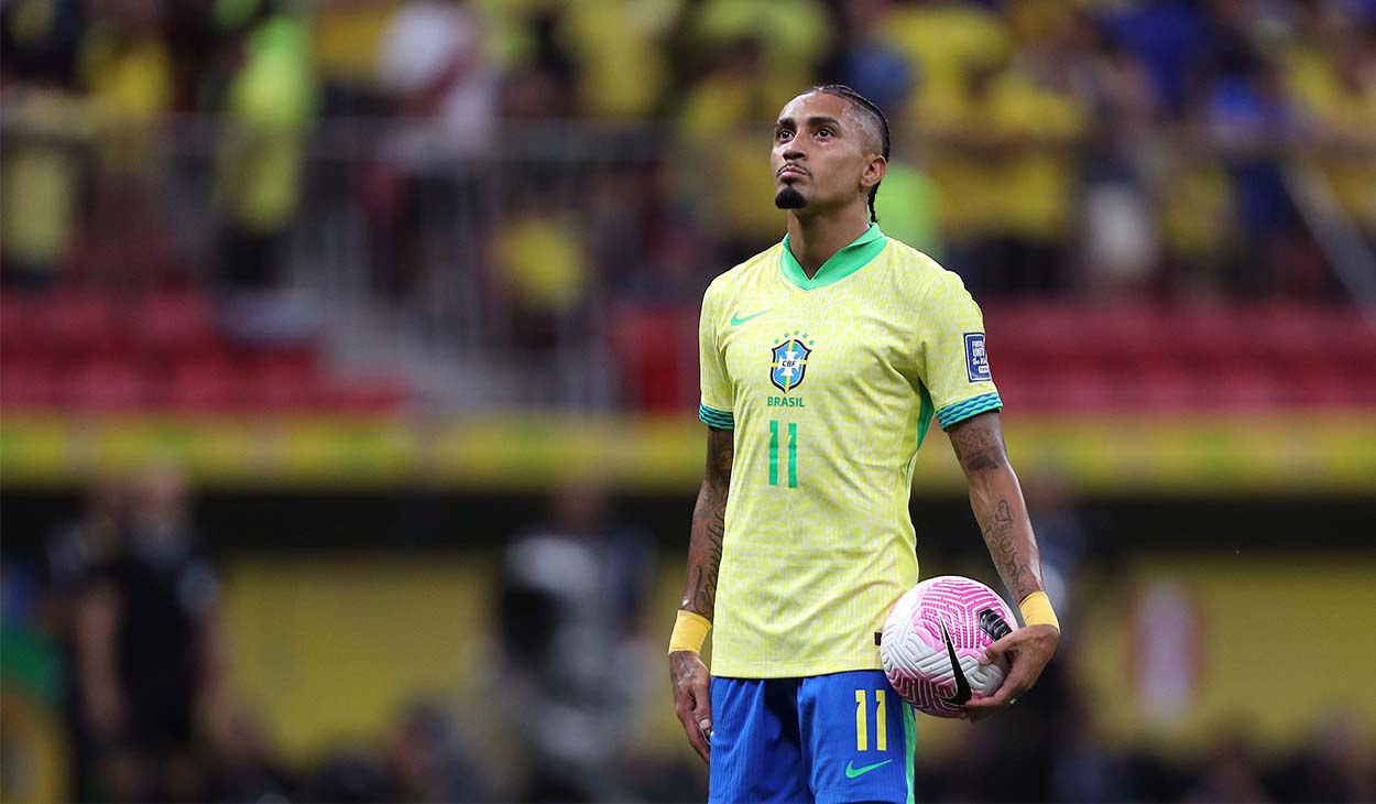 Raphinha, durante el Brasil-Perú (4-0)