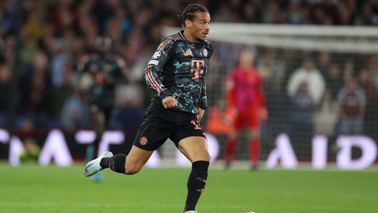 Leroy Sané en el duelo entre el Bayern Múnich y el Aston Villa en la UEFA Champions League 2024 25