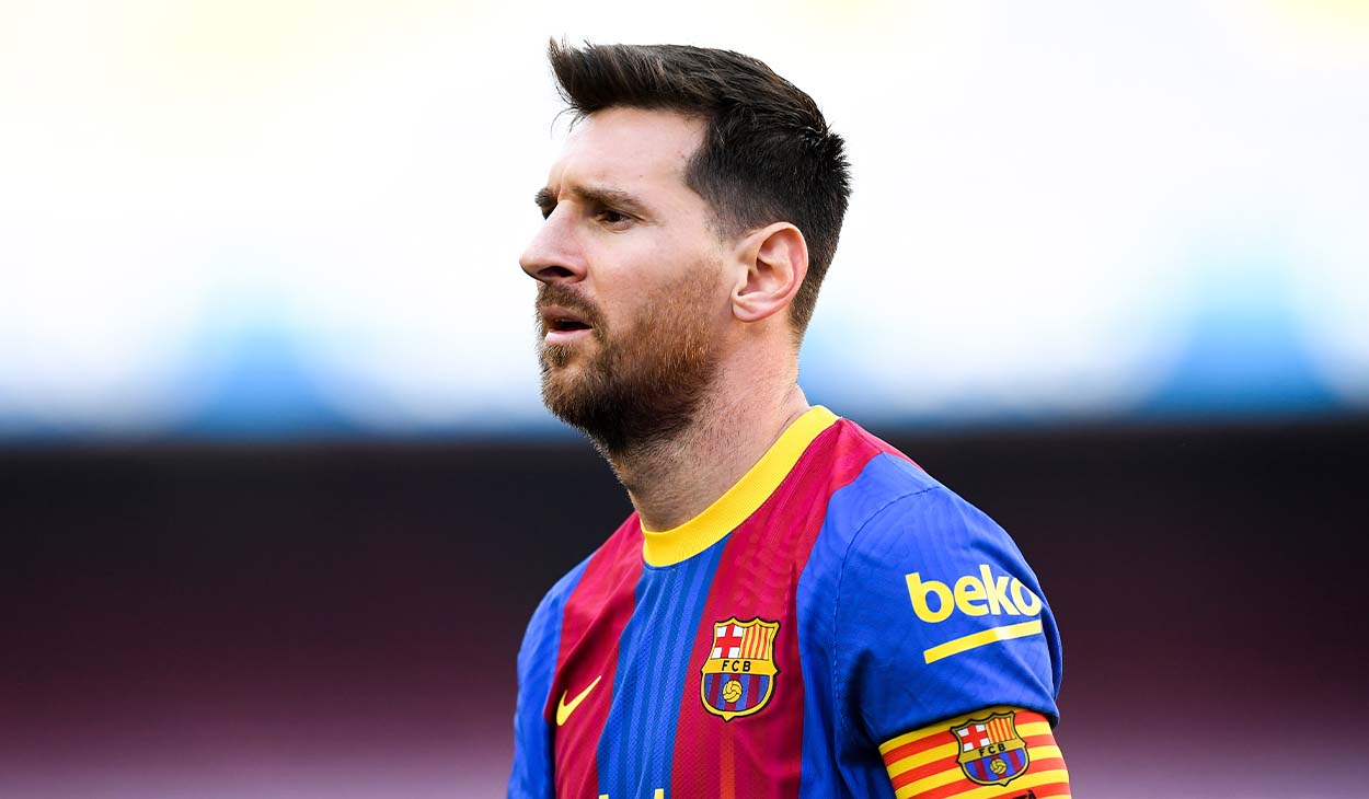 Leo Messi en un partido con el Barça en 2021