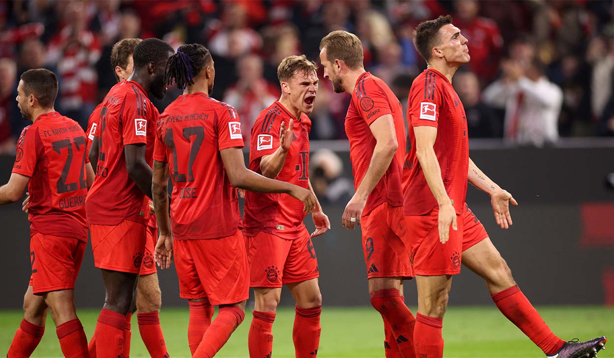 Jugadores del Bayern Múnich festejando un gol ante el Stuttgart (4-0)