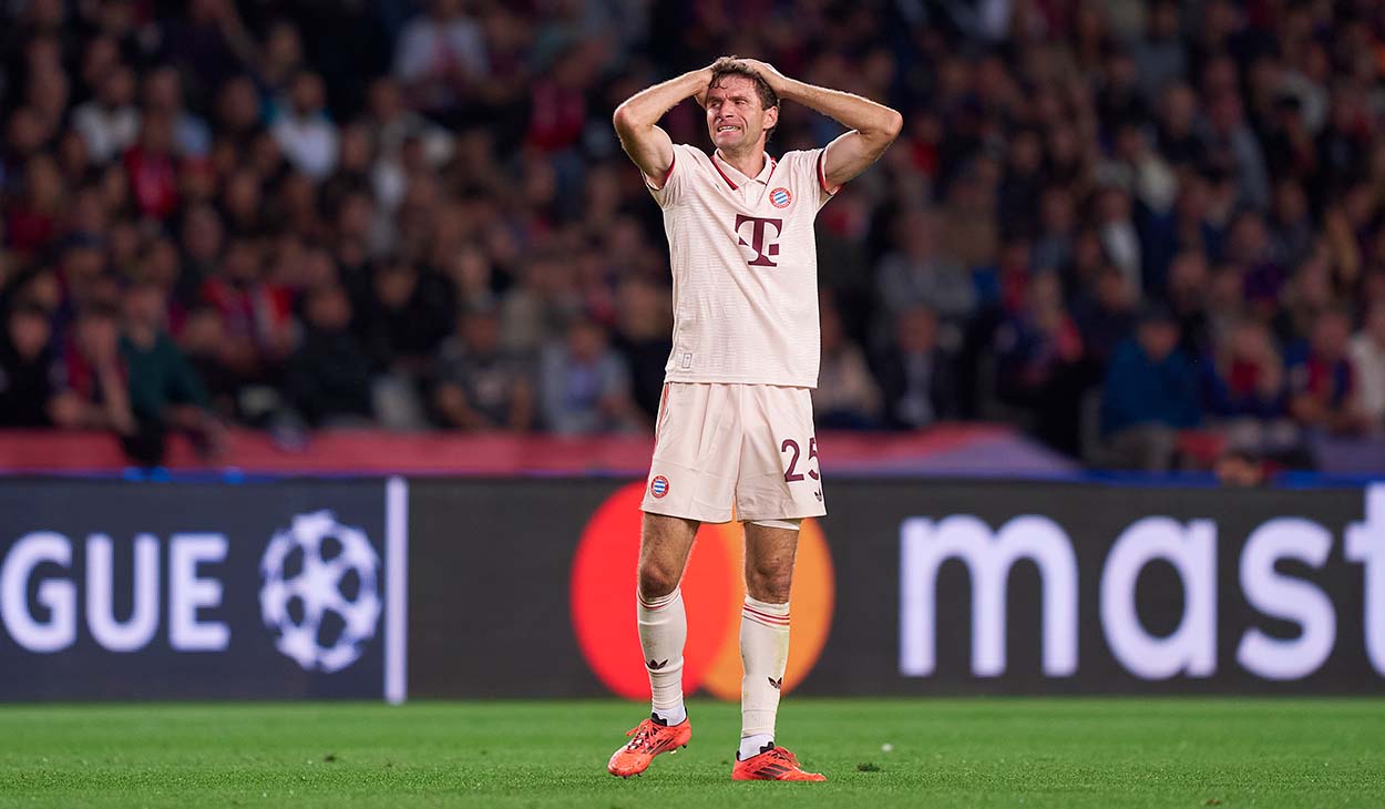 Thomas Müller durante el Barça-Bayern (4-1)