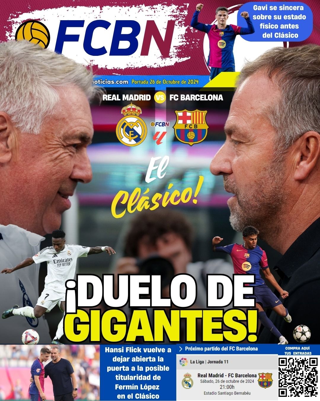 Portada FCBN sábado 26 octubre 2024 clásico Real Madrid vs FC Barcelona