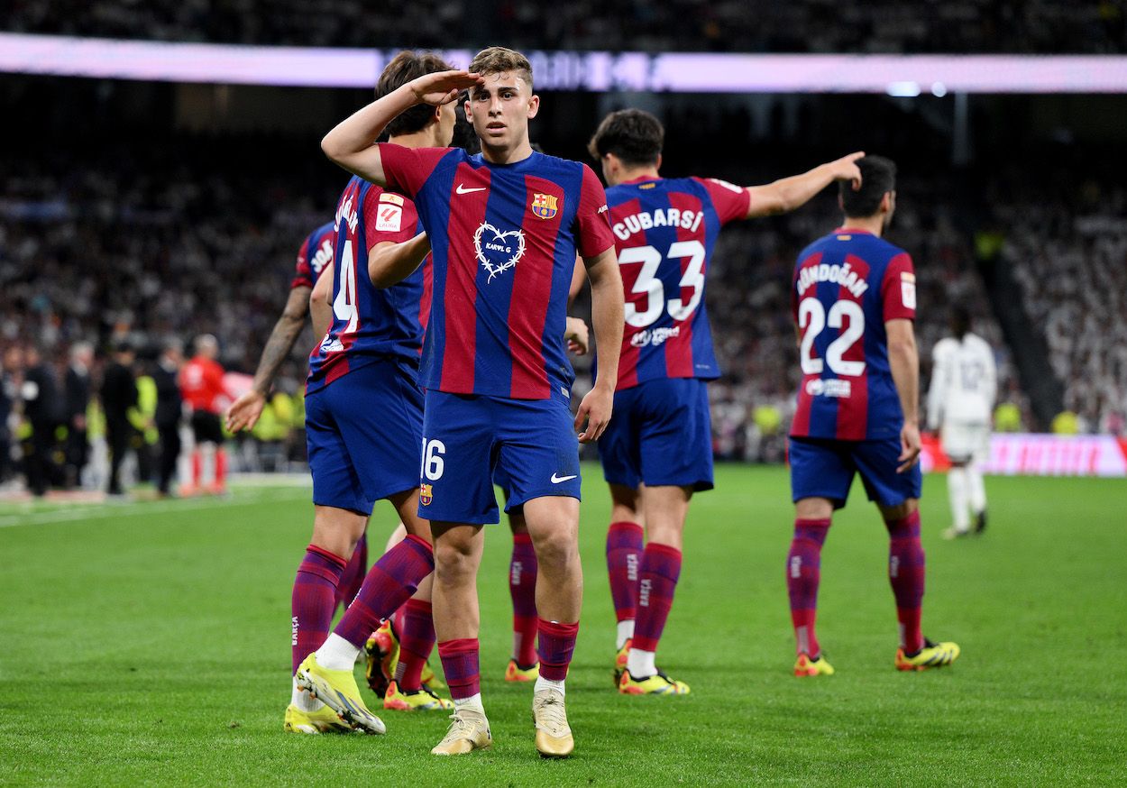 Fermín López celebrando un gol ante el Real Madrid en el Bernabéu