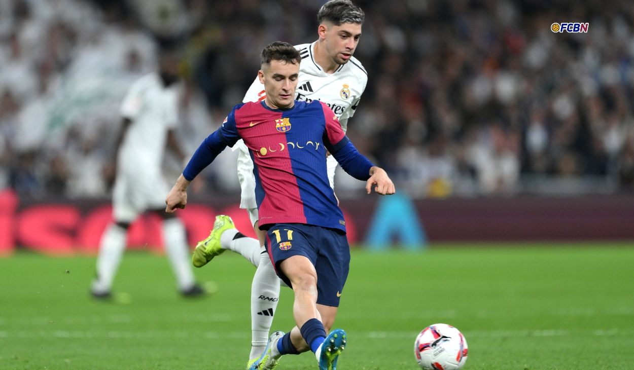 Marc Casadó 'tira la puerta' con una asistencia y un 'recital' con el Barça en el Bernabéu