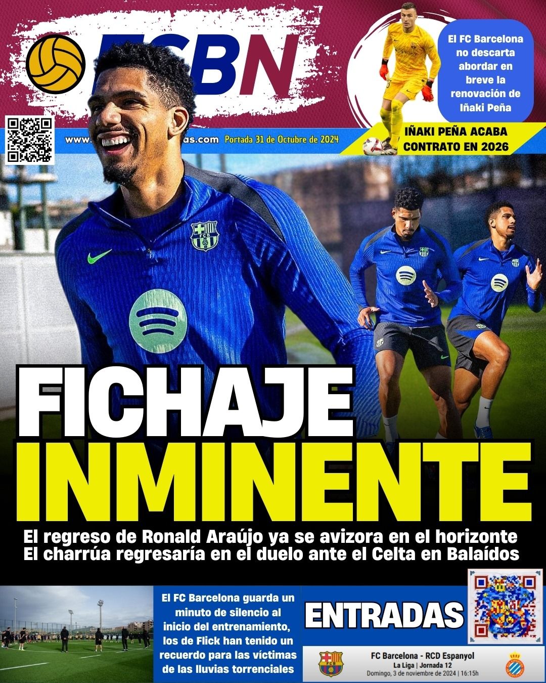 Portada FCBN jueves 31 octubre 2024 Araujo Fichaje inminente