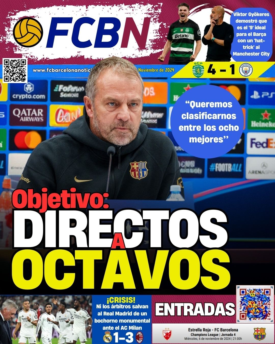 Portada FCBN miércoles 6 noviembre 2024 Estrella Roja   Barcelona