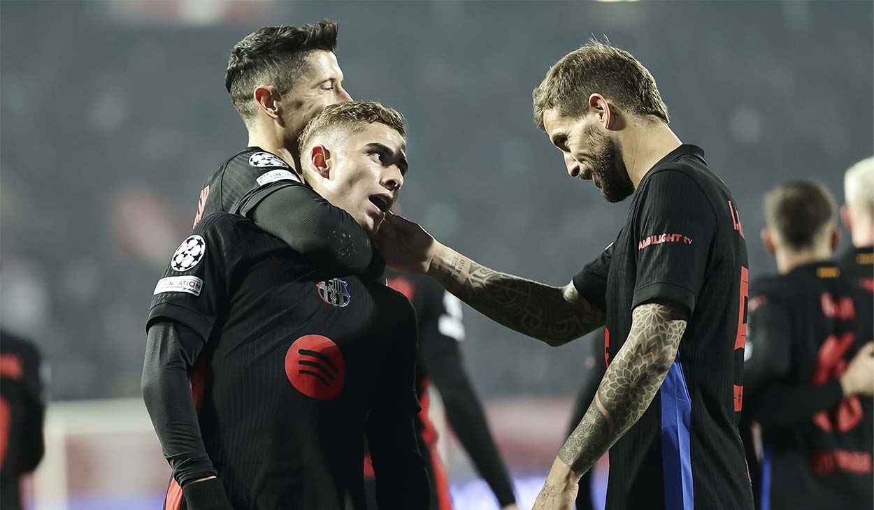 Fermín López, festejando su gol ante el Estrella Roja