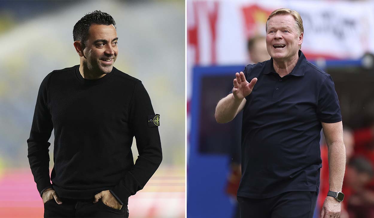 Xavi Hernández y Ronald Koeman