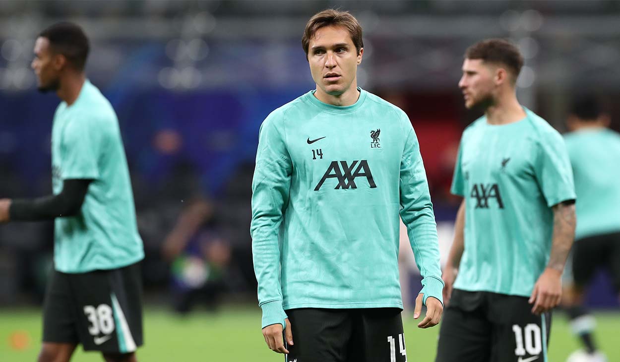 Federico Chiesa, en un entrenamiento con el Liverpool