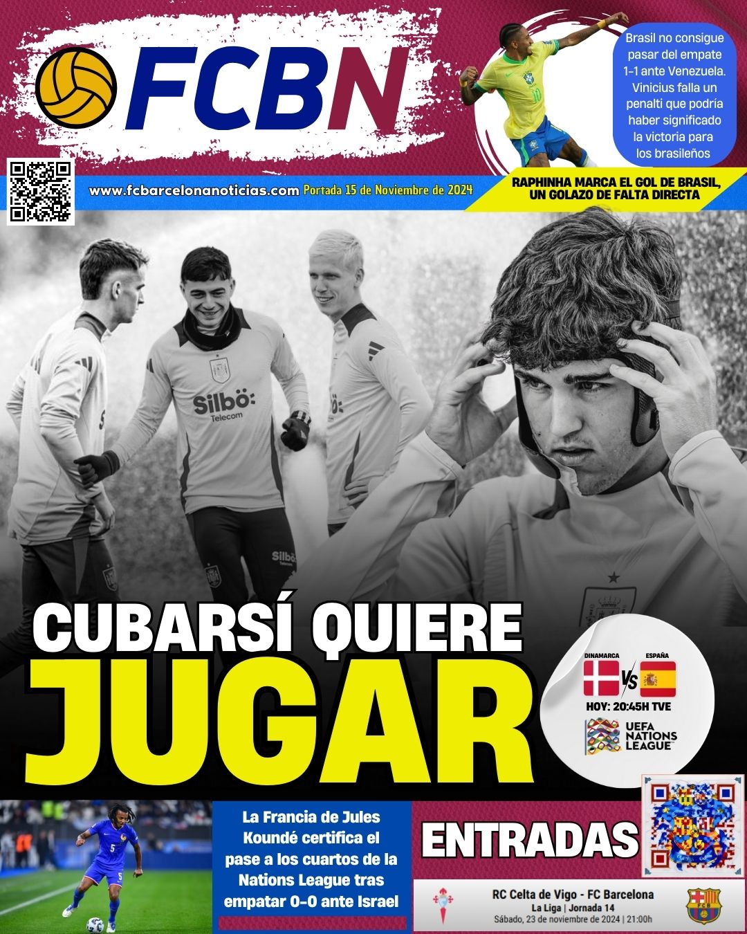 Portada de FCBN 15/11/2024: CUBARSÍ QUIERE JUGAR