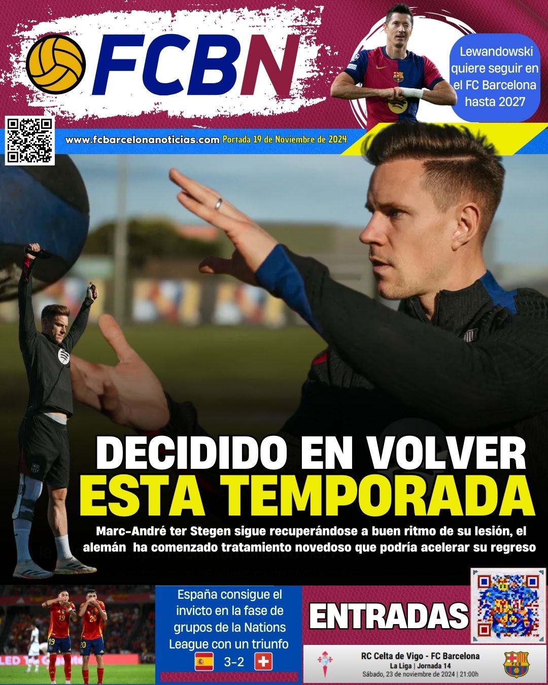 Portada FCBN 19 noviembre 2024 fc barcelona barça Ter Stegen