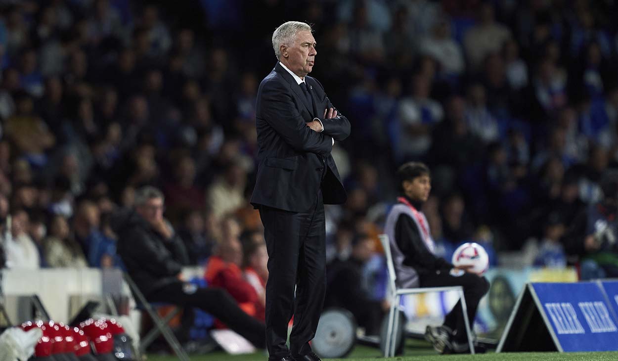 Carlo Ancelotti durante un partido del Real Madrid