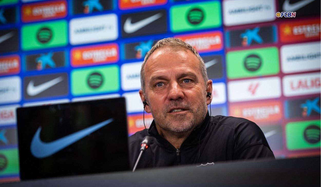 Hansi Flick en la rueda de prensa previa al compromiso entre el FC Barcelona y el Celta de Vigo del 23 de noviembre