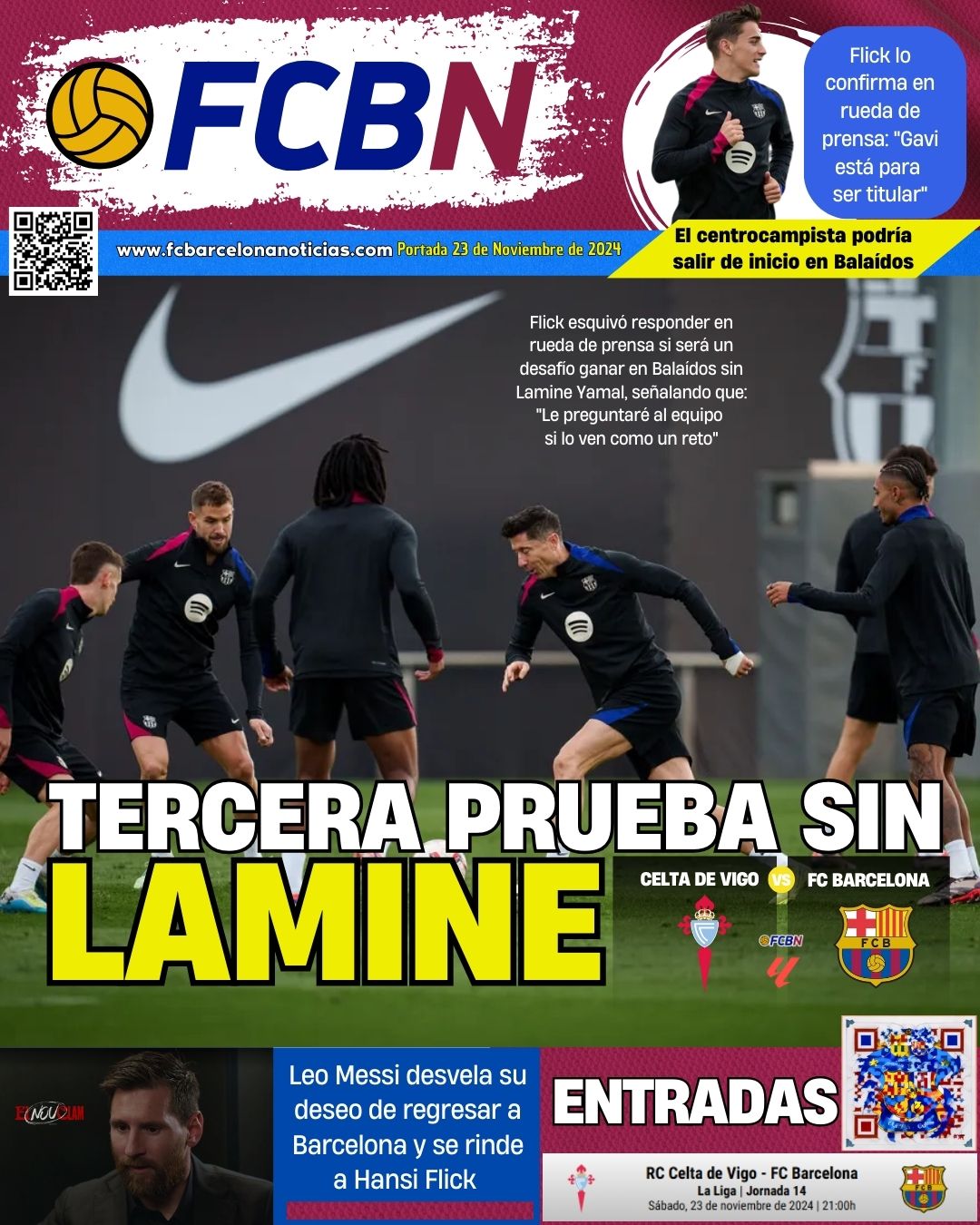 Portada de FCBN 23/11/2024: TERCERA PRUEBA SIN LAMINE