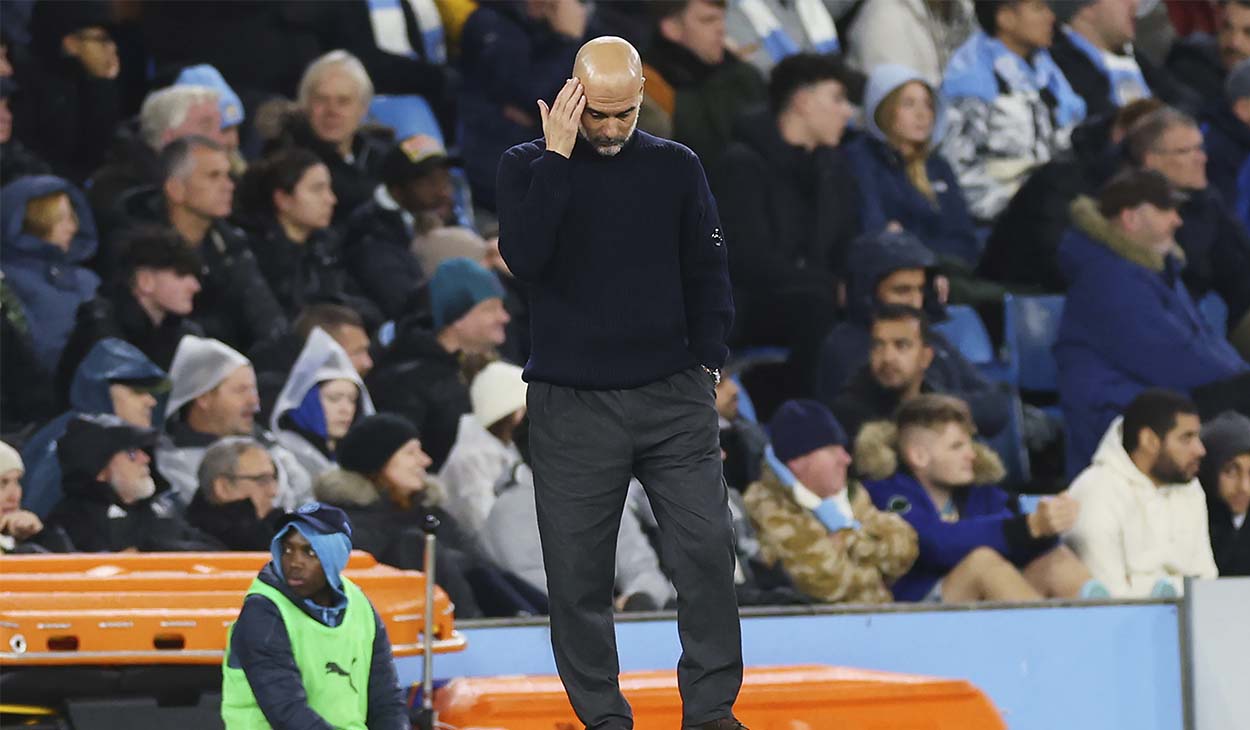 Pep Guardiola durante el City-Tottenham (0-4)