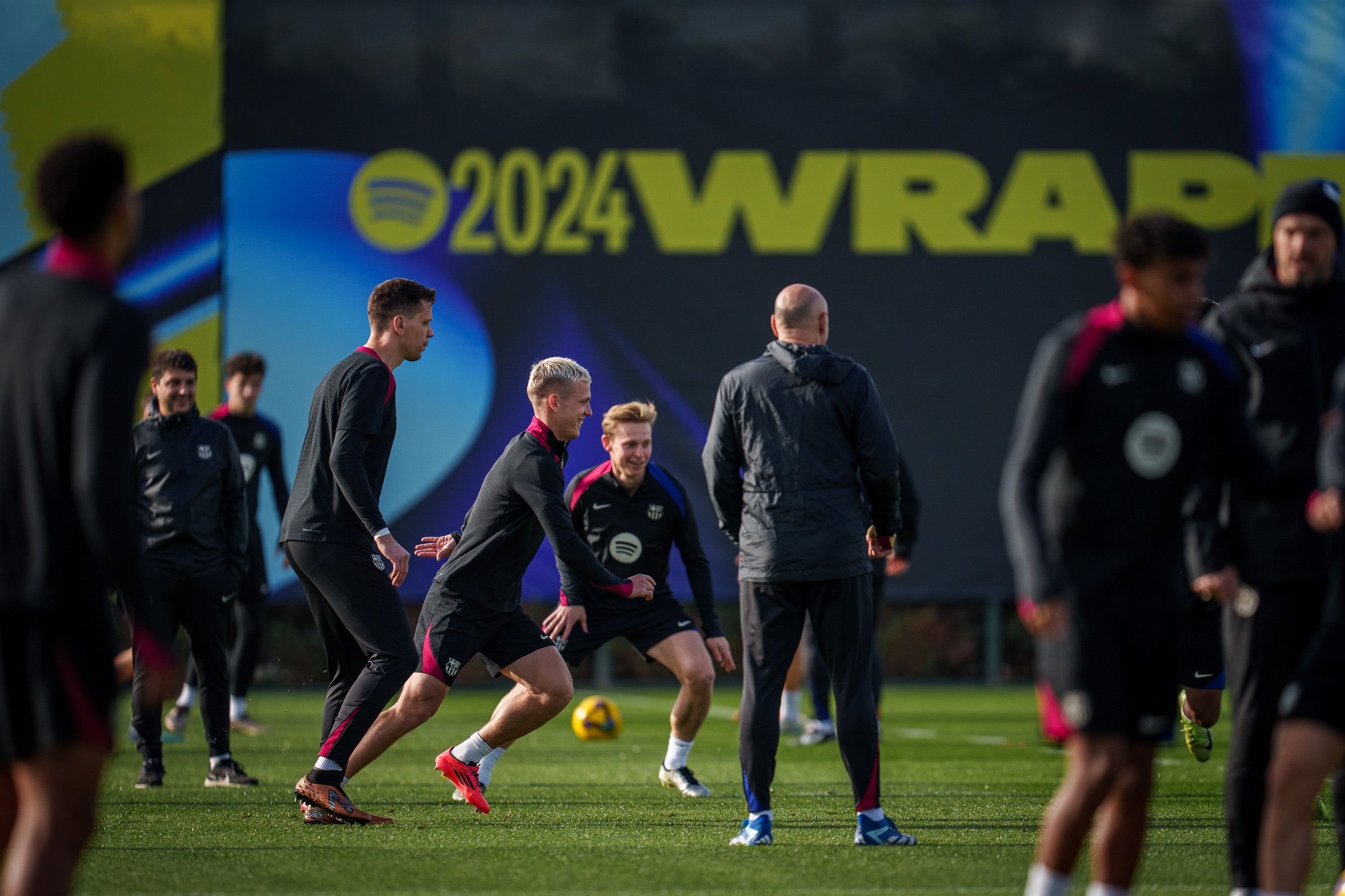 Los jugadores del Barça en el entrenamiento del jueves 5 de diciembre