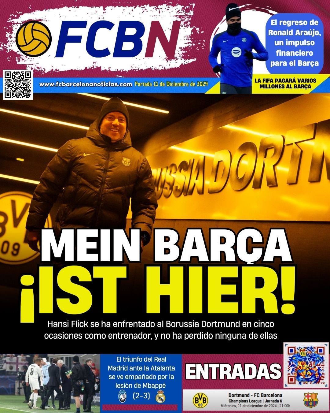 PORTADA FCBN 11 diciembre 2024 fc barcelona dortmund