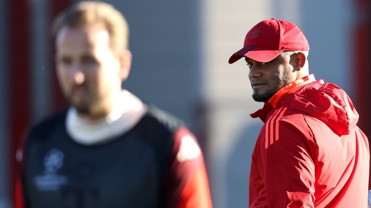 Vincent Kompany y Harry Kane en un entrenamiento con el Bayern Múnich