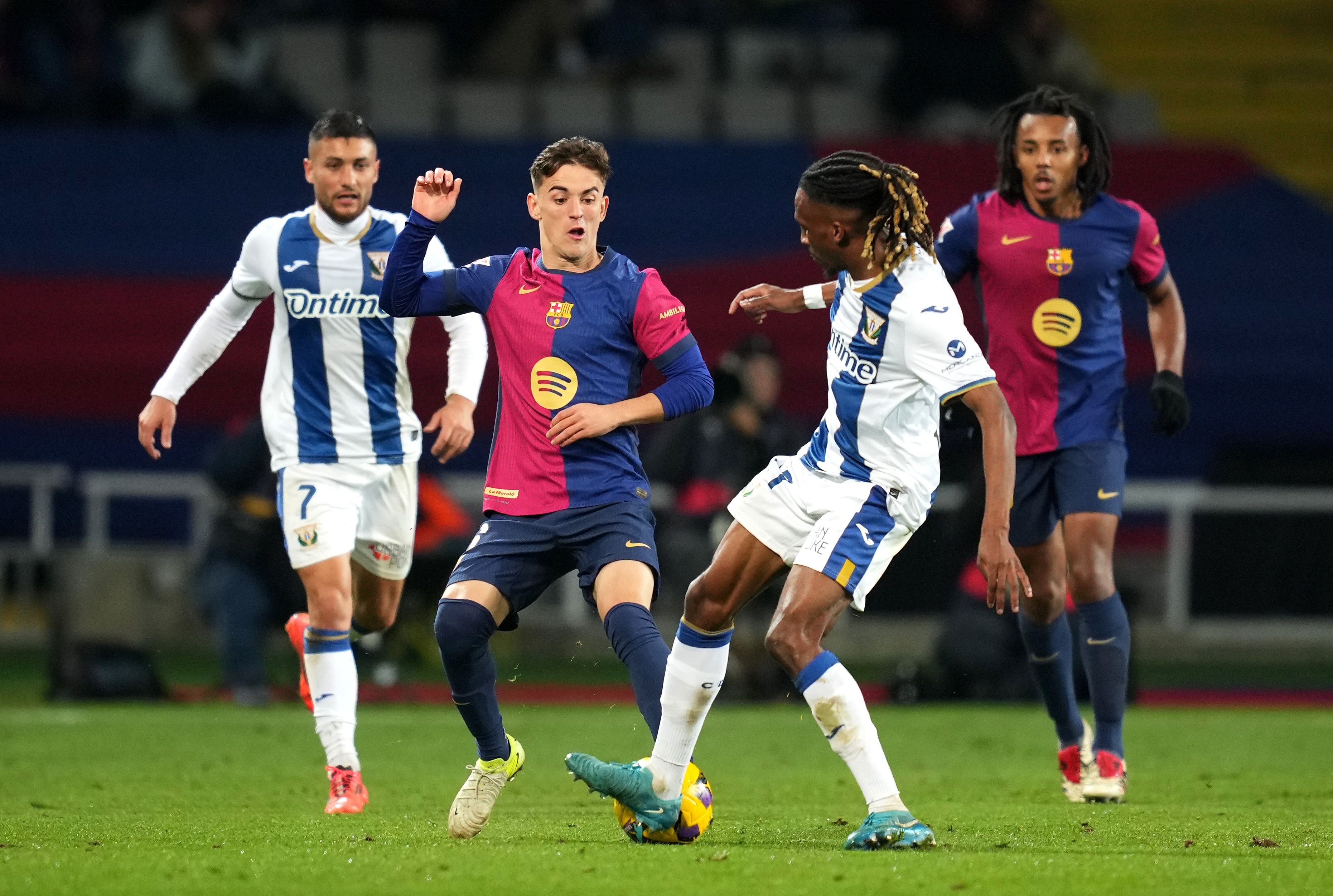 Gavi, durante el partido Barça-Leganés